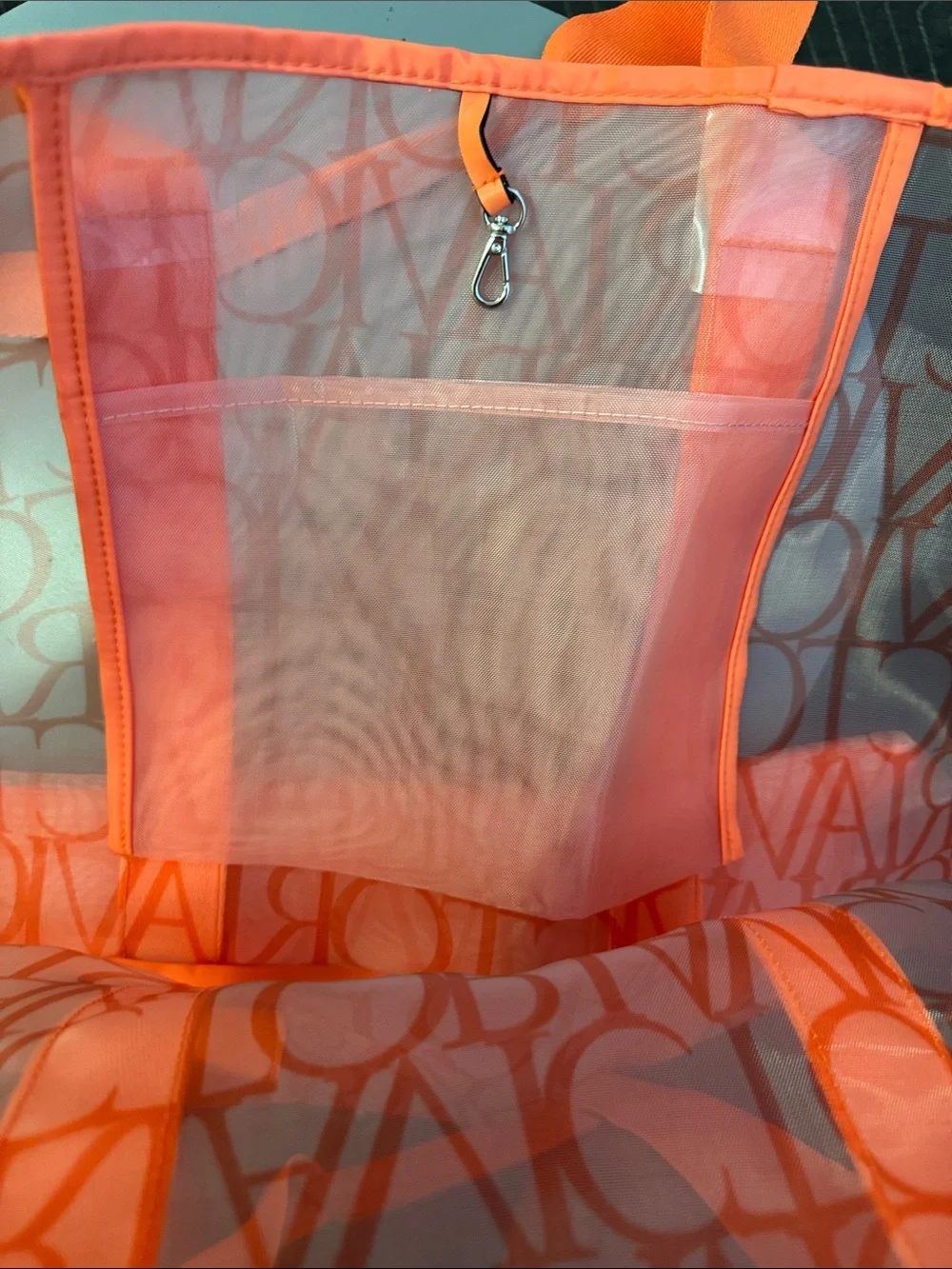 Victoria Secret Tote Bag in Bright Coral/Orange